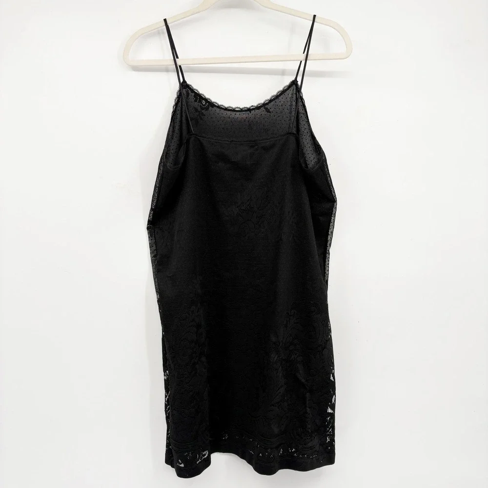 Private Luxuries Womens Black Floral Lace Overlay Gothic Romantic Slip Dress M